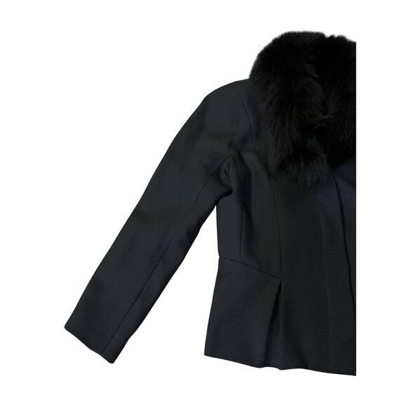 Vintage Peplum Jacket Womens S? Used Black Lined Fuzzy Collar - Picture 5 of 16